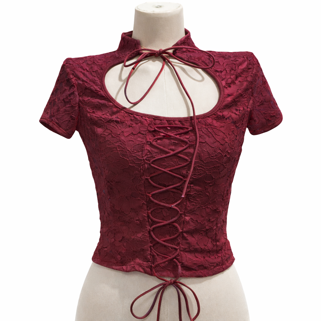 Top in pizzo con lacci regolabili